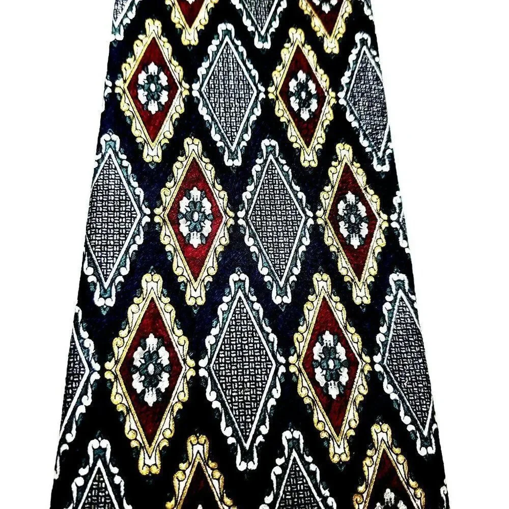 Pierre Cardin Silk Tie‎ Print Blue Geometric Short Wide
